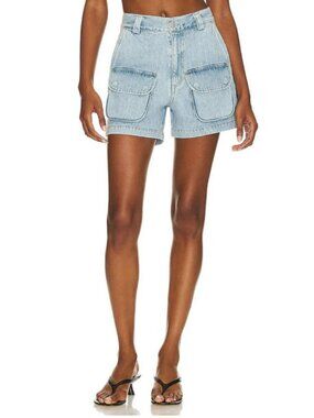 Agolde Vida Cargo Denim Shorts In Light Wash And Large Utility Pockets Size 25